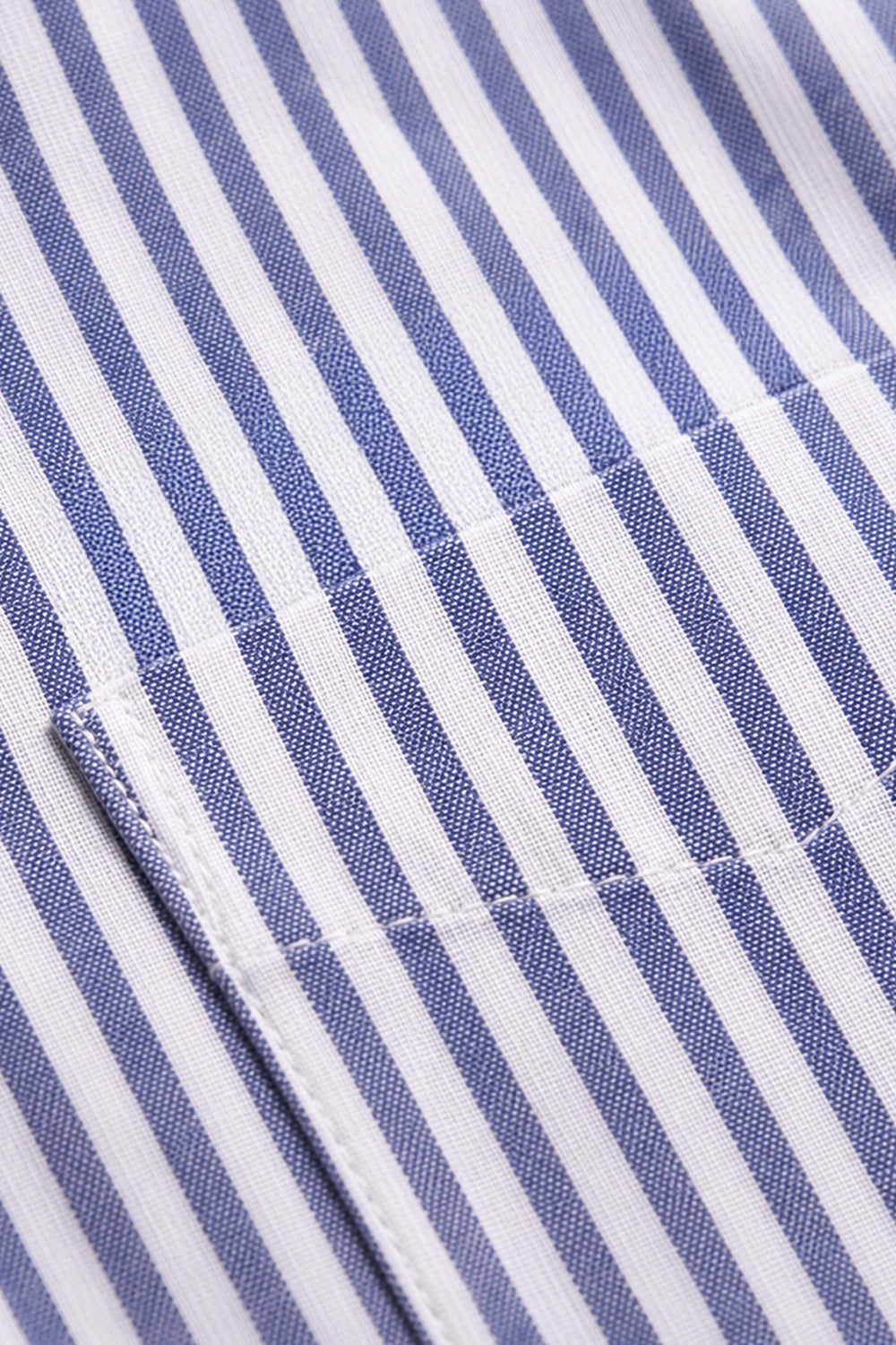 Striped Shirt focusing on the seamlessly matched vertical pattern of the chest pocket.