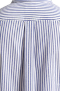 box pleat design on the blue vertical Striped Shirt.