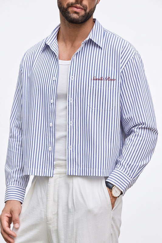 Ivar Blue & White Stripes Savile Row BoxFit Shirt