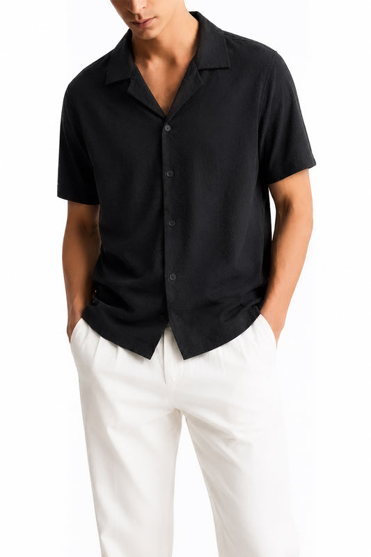 IVAR® Black Breeze Cuban Collar Shirt