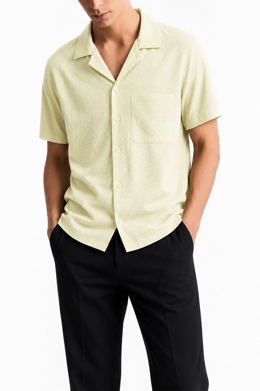 IVAR® Cream Breeze Cuban Collar Shirt