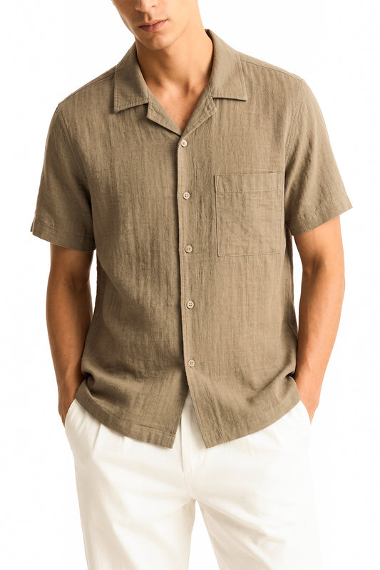 IVAR® Brown Breeze Cuban Collar Shirt