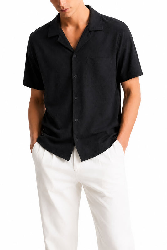 IVAR® Black Breeze Cuban Collar Shirt
