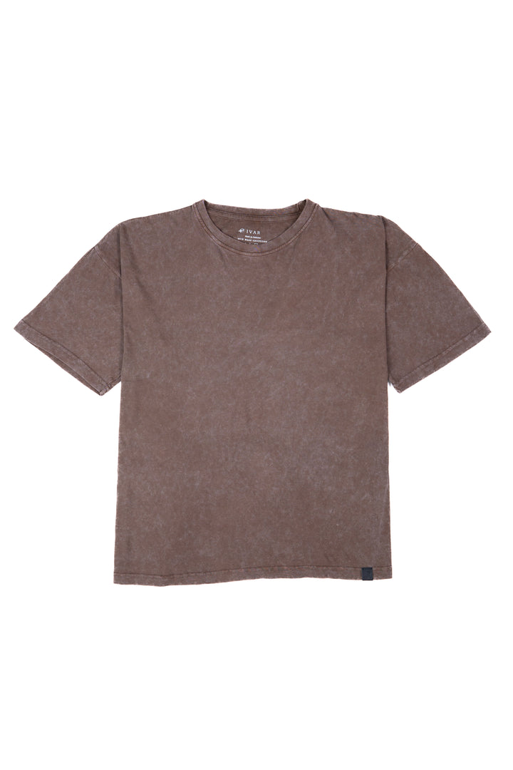 IVAR® Brown Oversized Acid-Washed T-Shirt