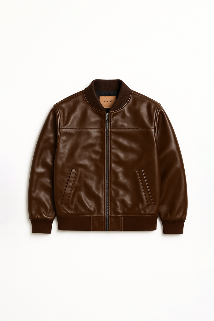 IVAR® Legacy Brown Leather Bomber Jacket