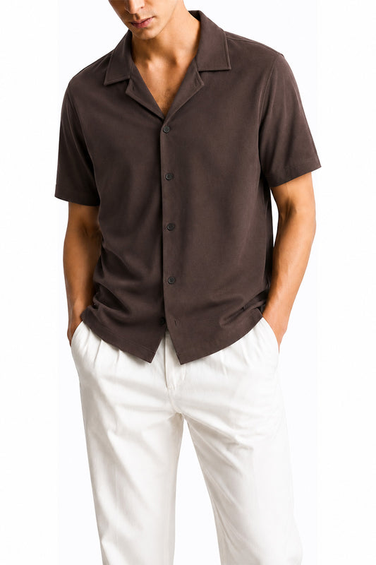 IVAR® Brown Light Scuba Cuban Shirt