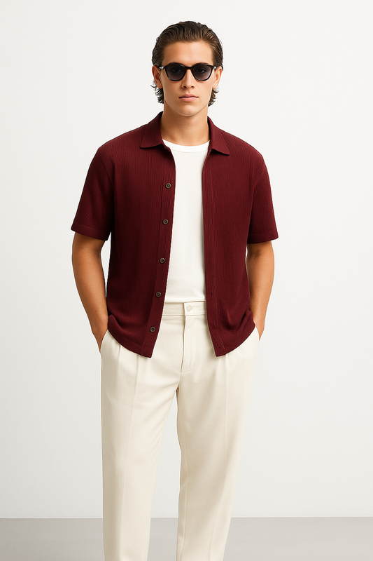 IVAR® Burgundy Ribbed Shirt