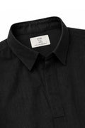 IVAR Black Buttonless Linen Polo - Collar Close-Up Detail - IVAR Clothing