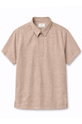 IVAR Peach Buttonless Linen Polo - Front Flat Lay - IVAR Clothing