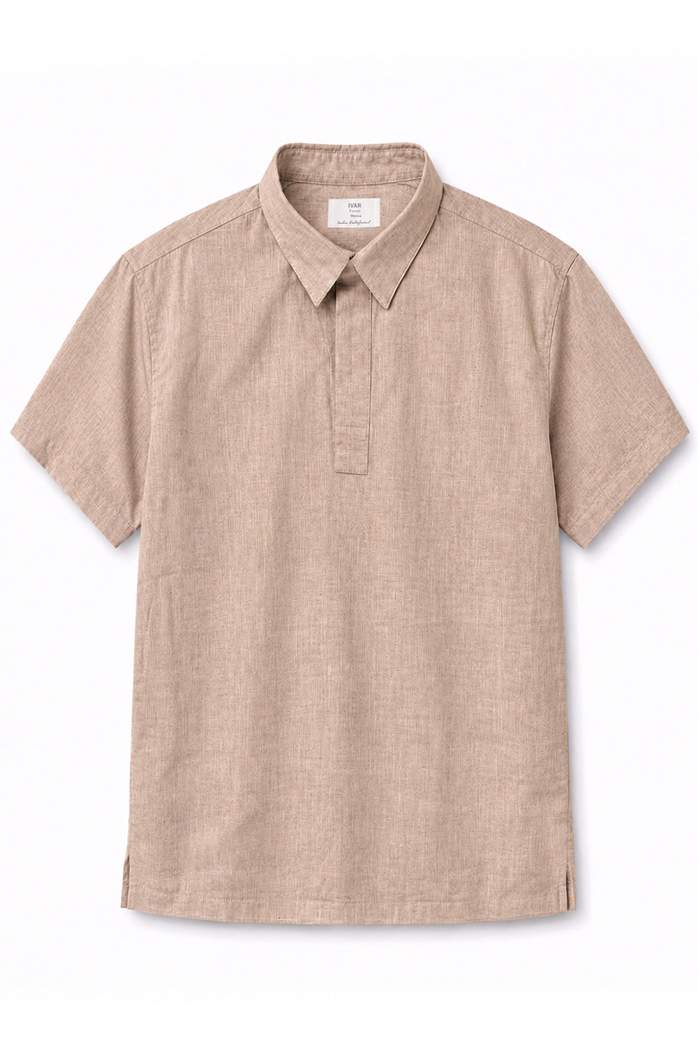 IVAR Peach Buttonless Linen Polo - Front Flat Lay - IVAR Clothing
