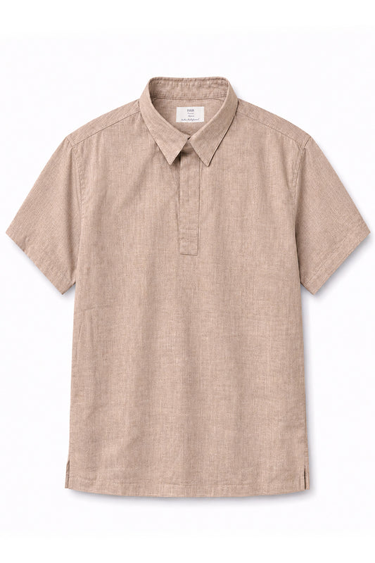 IVAR Peach Buttonless Linen Polo - Front Flat Lay - IVAR Clothing