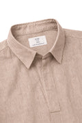 IVAR Peach Buttonless Linen Polo - Collar Close-Up Detail - IVAR Clothing