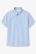 IVAR Sky Buttonless Linen Polo - Front Flat Lay - IVAR Clothing