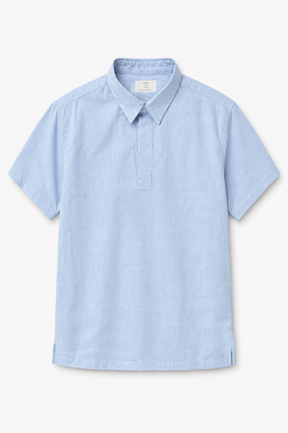 IVAR Sky Buttonless Linen Polo - Front Flat Lay - IVAR Clothing
