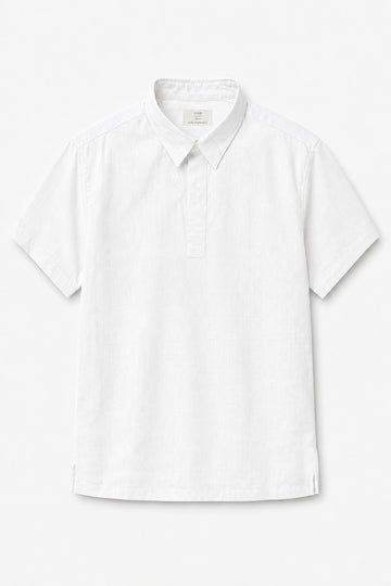 IVAR White Buttonless Linen Polo - Front Flat Lay - IVAR Clothing