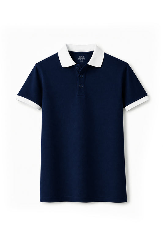 IVAR Navy Buttonup Polo - Front Flat Lay - IVAR Clothing