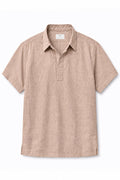IVAR Peach Linen Buttonless Polo – men's peach buttonless linen polo