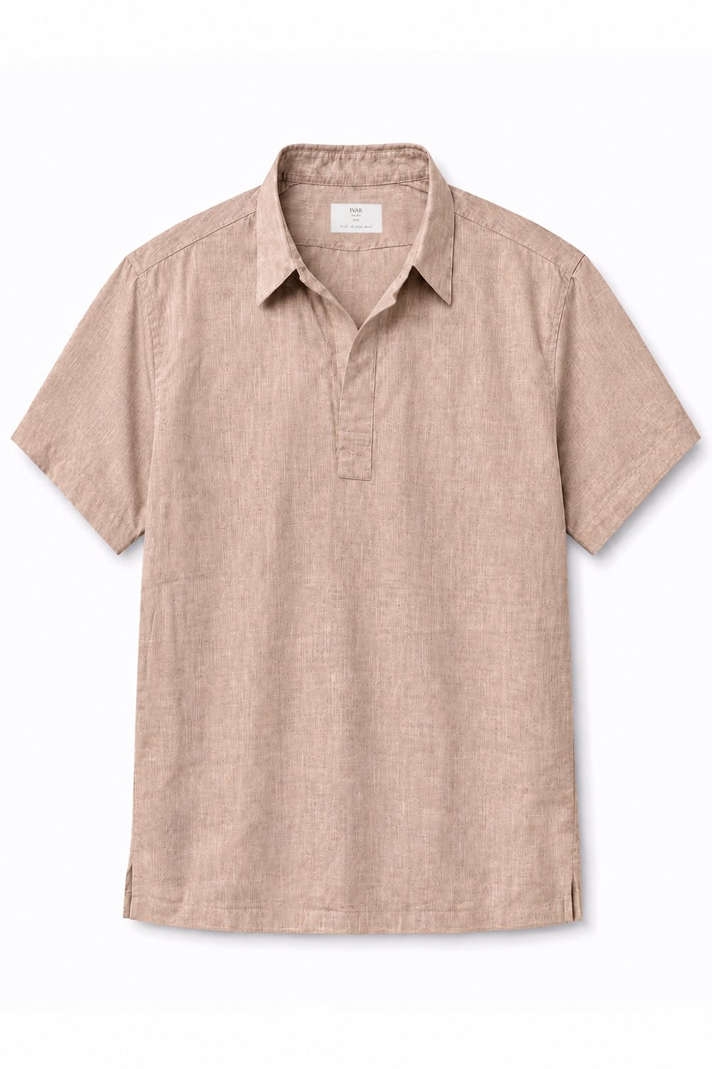 IVAR Peach Linen Buttonless Polo – men's peach buttonless linen polo