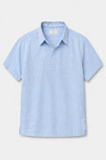 IVAR Sky Linen Buttonless Polo – men's sky blue buttonless linen polo