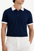 IVAR Navy Buttonup Polo - Model Wearing, Front View - IVAR Clothing