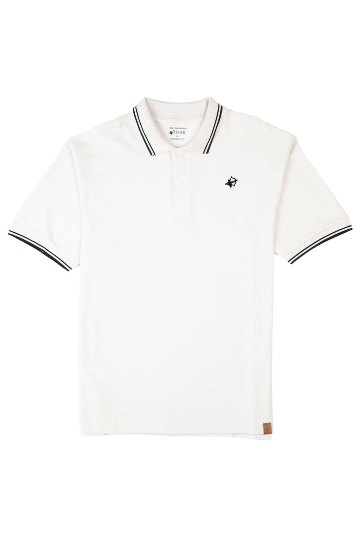 IVAR® Ice White Black Rib Polo