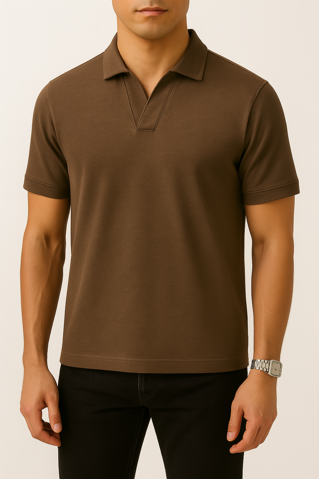 IVAR® Chocolate Brown Johnny Collar Polo