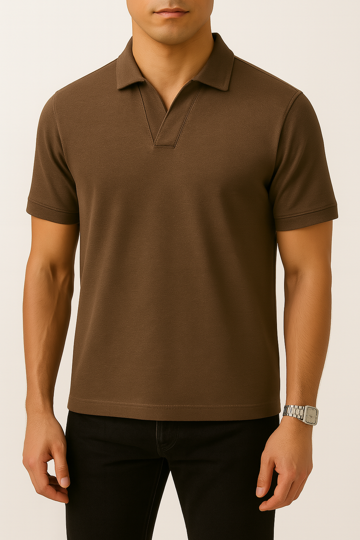 IVAR® Chocolate Brown Johnny Collar Polo