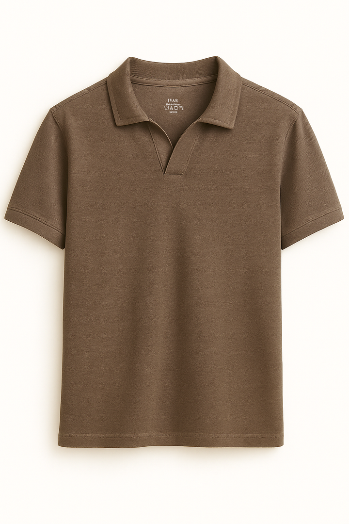 IVAR® Chocolate Brown Johnny Collar Polo