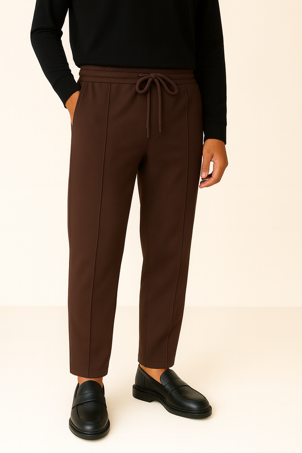 IVAR® Chocolate Brown Stapered Knitted Pants