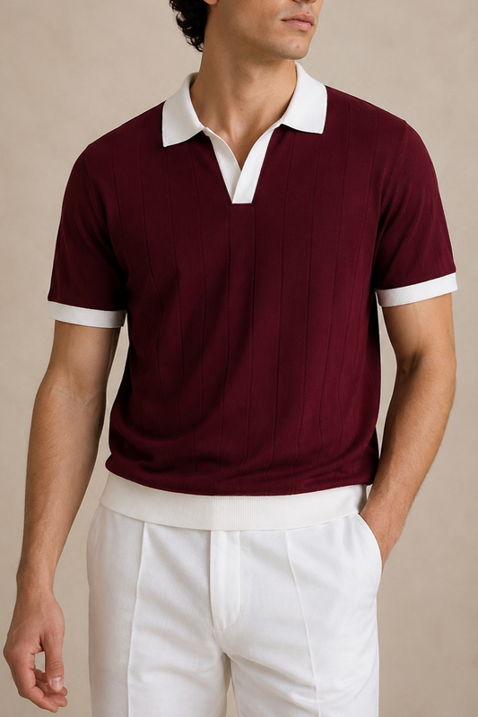 IVAR® Maroon Dropneedle Varsity J/C Polo