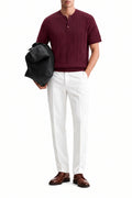 Ivar Maroon Cable Knit Henley - Model Wearing - IVAR Clothing