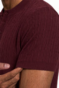 Ivar Maroon Cable Knit Henley - Close-Up Sleeve Detail - IVAR Clothing