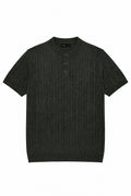 Ivar Olive Cable Knit Henley - Front View - IVAR Clothing