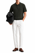 Ivar Olive Cable Knit Polo - Model Wearing Front - IVAR Clothing