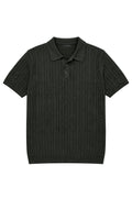 Ivar Olive Cable Knit Polo - Front View - IVAR Clothing