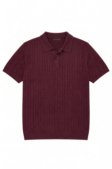 Ivar Maroon Cable Knit Polo