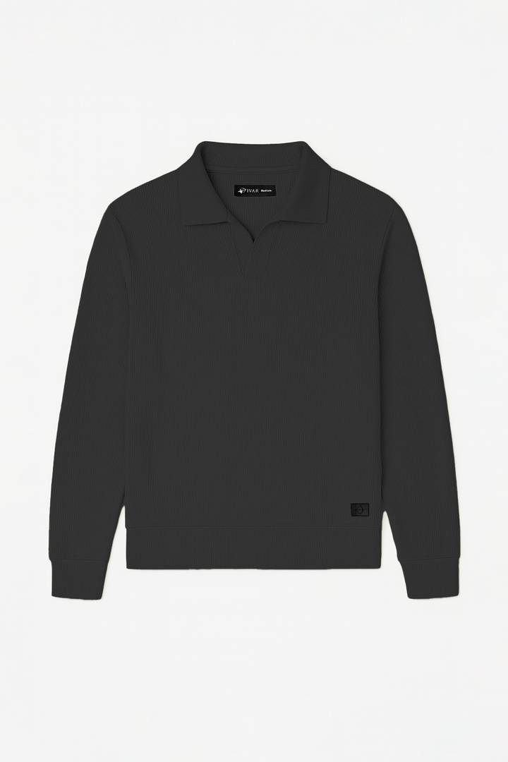 IVAR® Charcoal Johnny Collar Ribline Polo