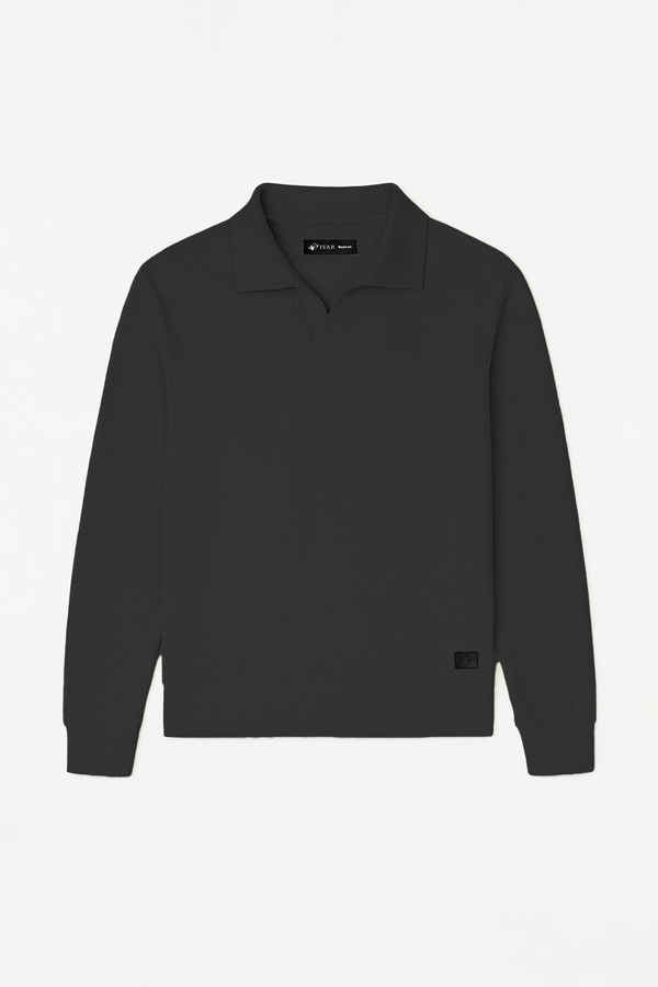 IVAR® Charcoal Johnny Collar Ribline Polo