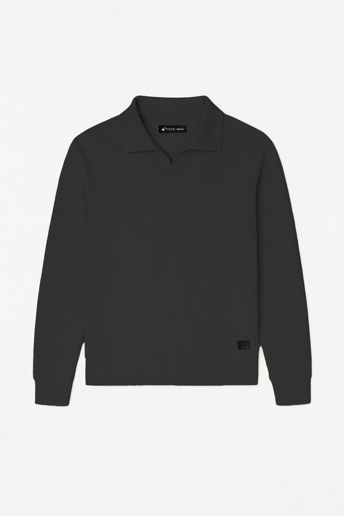 IVAR® Charcoal Johnny Collar Ribline Polo