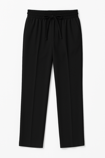 IVAR® Black Lycra Pleated Stapered Pants