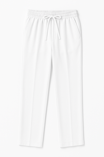 IVAR® White Lycra Pleated Stapered Pants