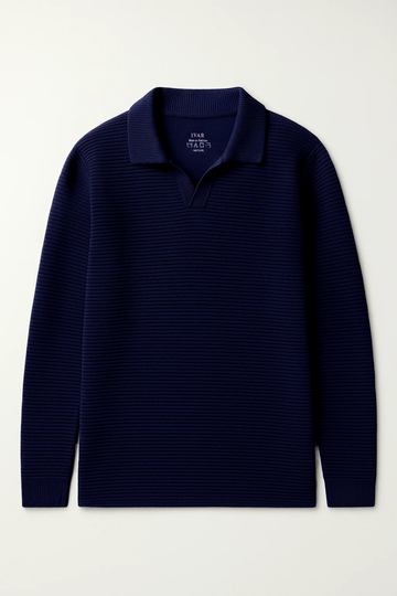 IVAR® Ottoman Navy Full sleeve Johnny Collar Polo