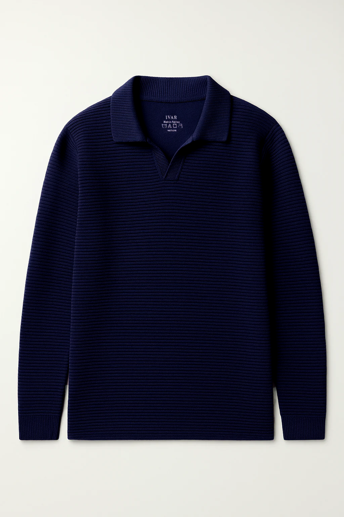 IVAR® Ottoman Navy Full sleeve Johnny Collar Polo