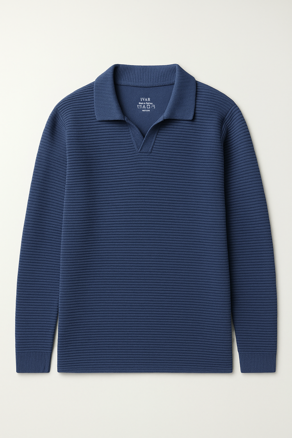 IVAR® Steel Blue Full sleeve Johnny Collar Polo