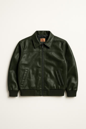 IVAR® Dark Green Leather Classic Jacket