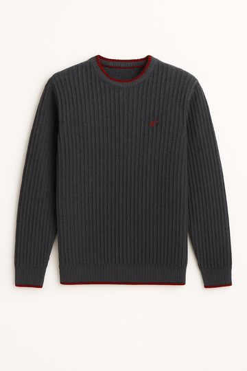 Grey Cable Knit - Wool style sweater