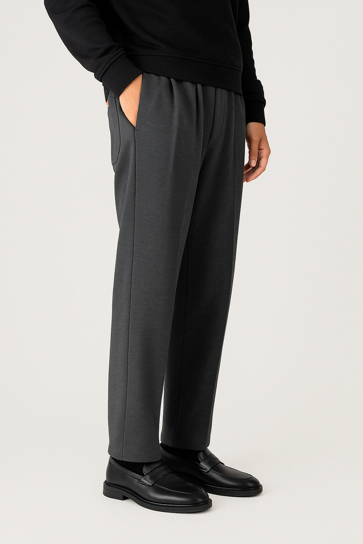IVAR® Ribbed Smoky Gray Stapered Knitted Pants