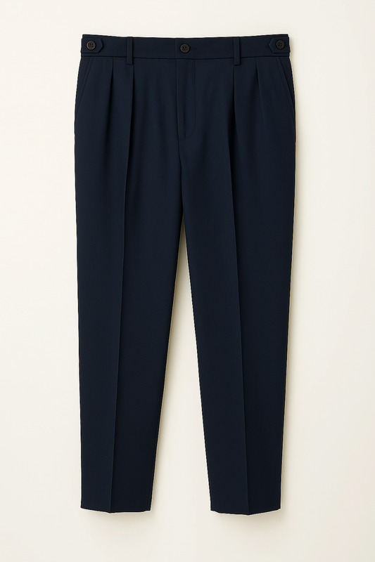IVAR Teal Blue Adjustable Pleated Pants – men's teal blue pleated pants with adjustable waist, view 2