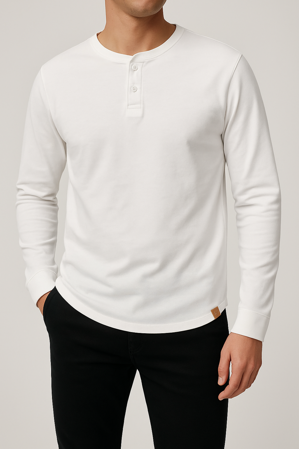 IVAR® Full Sleeve Luxeknit White Henley
