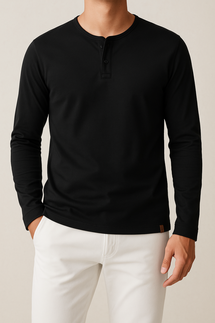 IVAR® Full Sleeve Luxeknit Black Henley